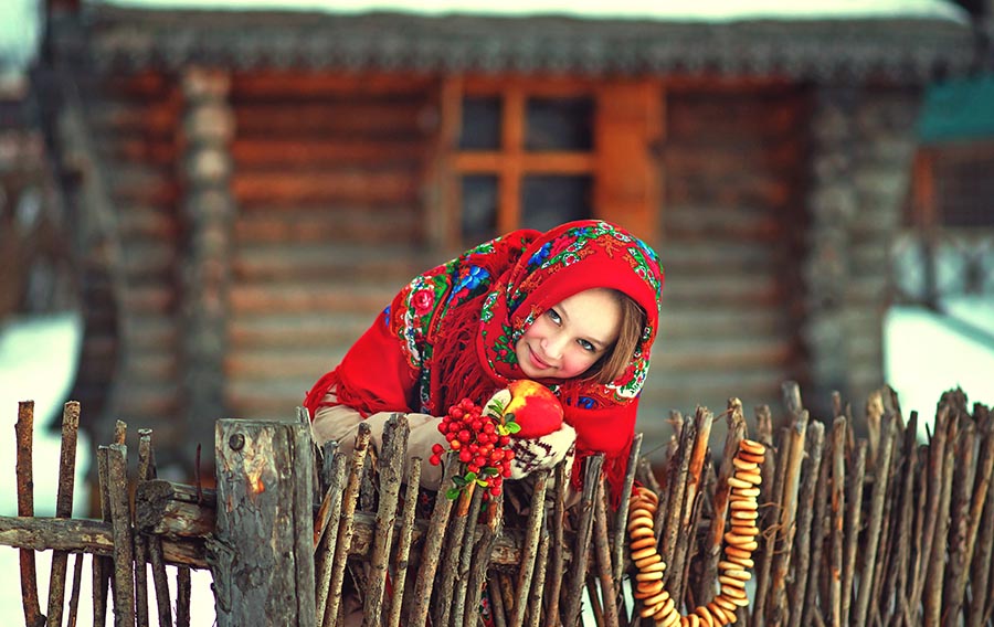 Sexy girl Women in Slavic costumes in Kuala Lumpur